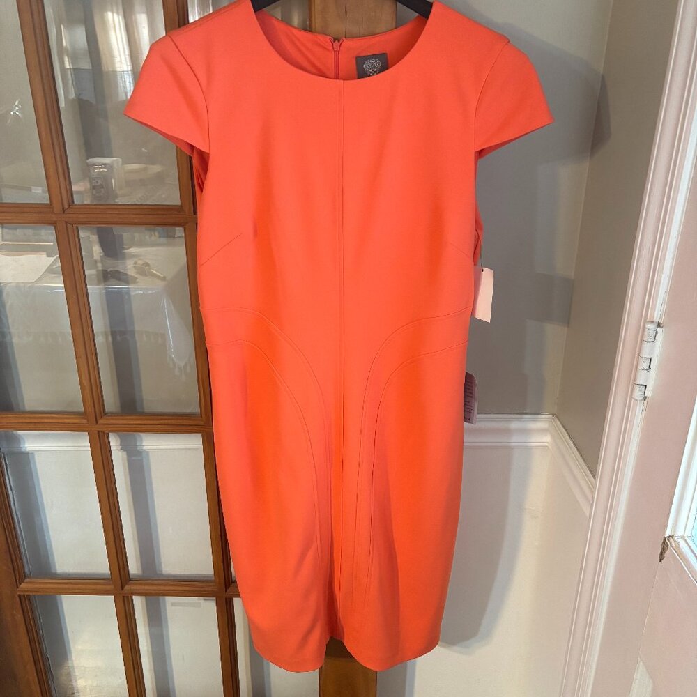 Vince Camuto Cap sleeve sheath Coral color dress Size 14 - Picture 2 of 15